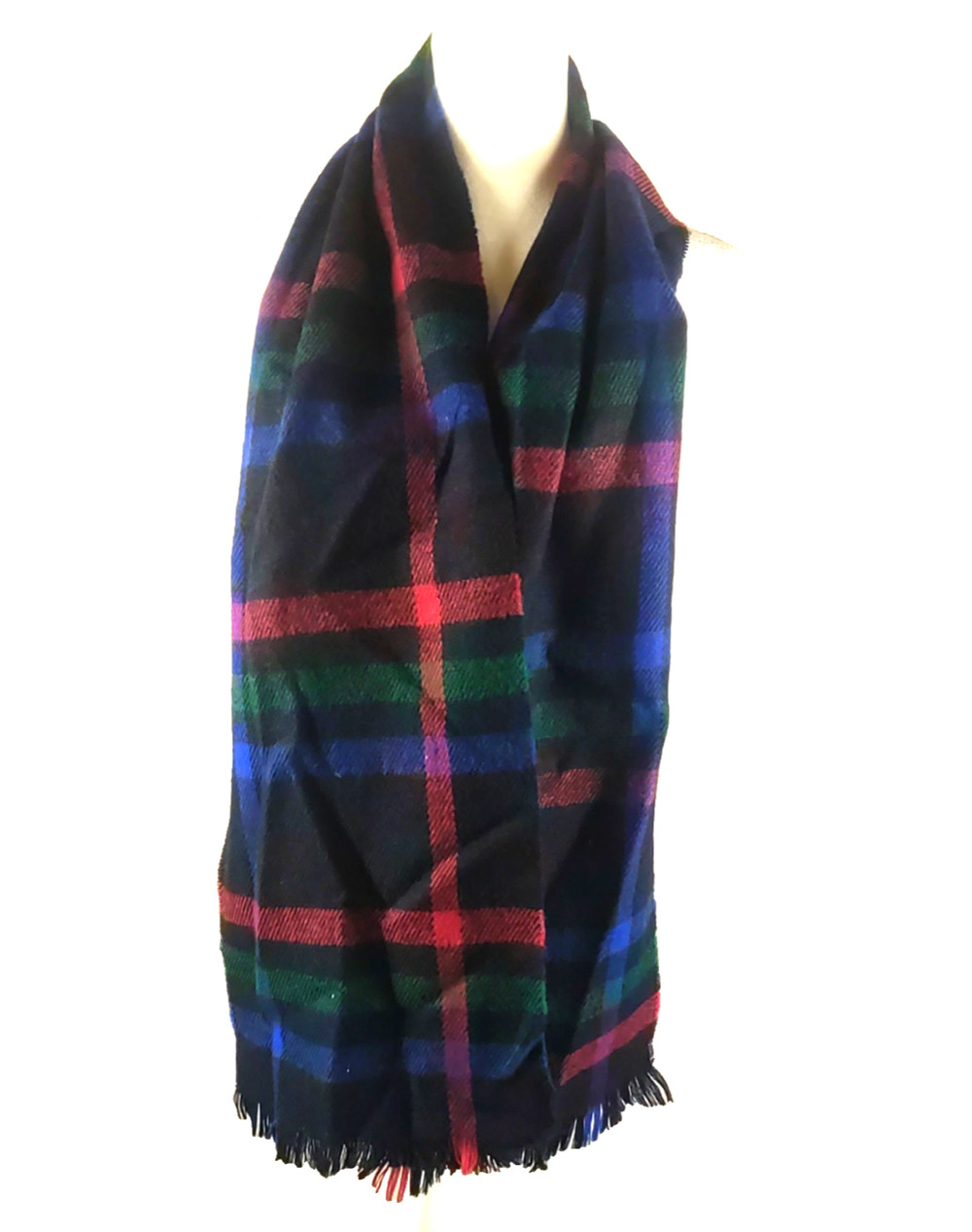 Rectangle Plaid Scarf 64 X 11 Black Green Red Winter Cold Weather